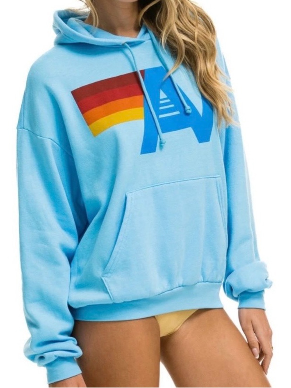 AVIATOR NATION Logo Hoodie in Light Blue 🌈 Unisex XS - Picture 3 of 17